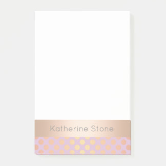 Elegante, stilvolle Rose Goldpolka-Punkte-Muster p Post-it Klebezettel
