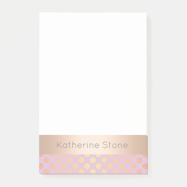 Elegante, stilvolle Rose Goldpolka-Punkte-Muster p Post-it Klebezettel (Vorderseite)