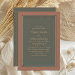 Elegante stilvolle Rost Moss Grüne Herbsthochzeit Einladung<br><div class="desc">Elegante und stilvolle,  warme und romantische Terrakotta und dunkelbraune Brauerei für Herbst/Herbst oder Winter Hochzeiten. Kontaktieren Sie uns für Hilfe bei der Anpassung oder der Anpassung von Produkten.</div>