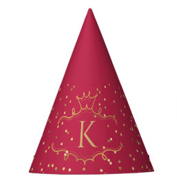 Elegante Stilvolle rote Goldpunkte und Royal Monog Partyhütchen