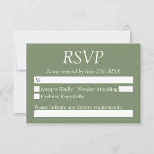 Elegante stilvolle Sage Green Wedding RSVP Card