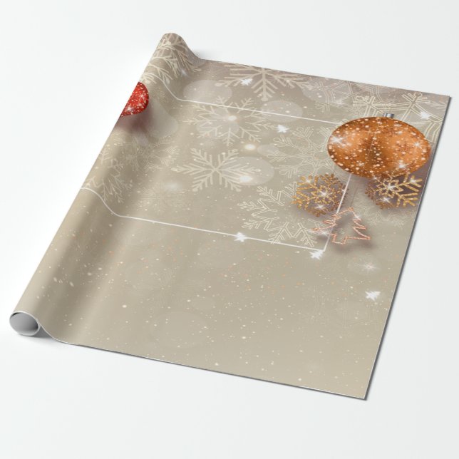 Elegante stilvolle Schneeflocken, Weihnachtsbällch Geschenkpapier (Ungerollt)