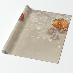 Elegante stilvolle Schneeflocken, Weihnachtskugeln Geschenkpapier