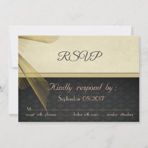 Elegante stilvolle schwarze Damast-Hochzeits-RSVP- Einladung