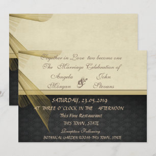 Elegante stilvolle schwarze Damast-Hochzeitseinlad Einladung
