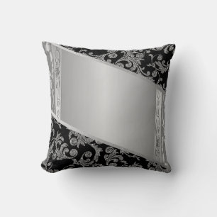 Elegante stilvolle schwarze silberne Schwünge Kissen
