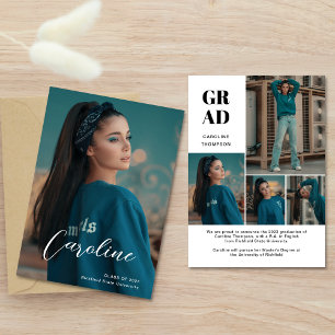 Elegante stilvolle Skript-Foto-Collage-Abschluss Ankündigung