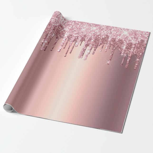 Elegante stilvolle Tropfen aus Kupfergold-Rose Geschenkpapier (Ungerollt)