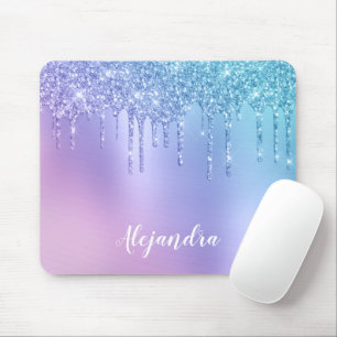 Elegante, stilvolle Tropfen in kichelblau und lila Mousepad