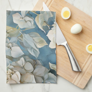 Elegante stimmungsvolle blaue Aquarellblumen Geschirrtuch