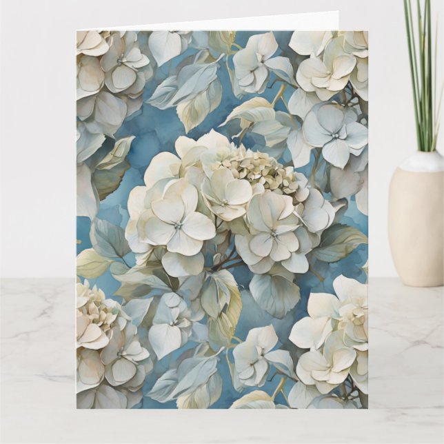 Elegante stimmungsvolle blaue Aquarellblumen Karte (Vorderseite)