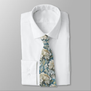 Elegante stimmungsvolle blaue Aquarellblumen Krawatte