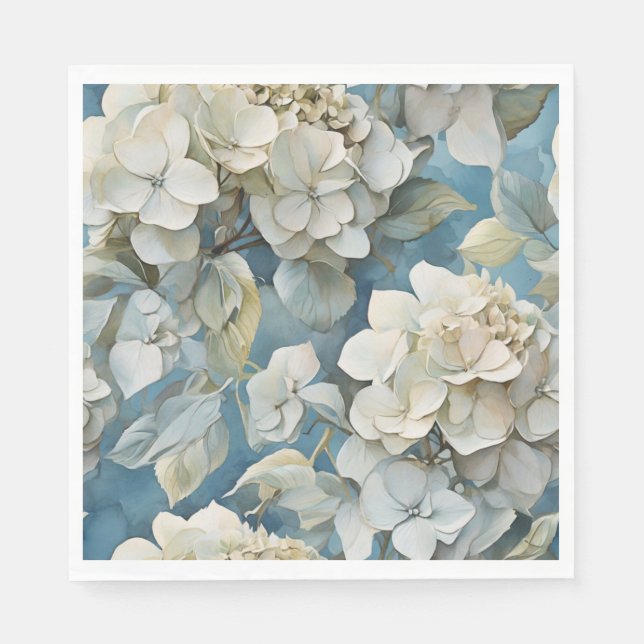 Elegante stimmungsvolle blaue Aquarellblumen Serviette (Vorderseite)