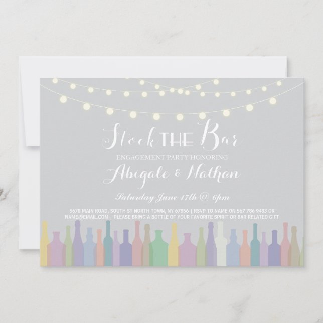 Elegante Stock Die Bar Verlobung Einladung (Vorderseite)