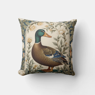 Elegante Stockente, inspiriert von William Morris Kissen