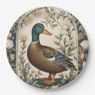 Elegante Stockente, inspiriert von William Morris  Pappteller