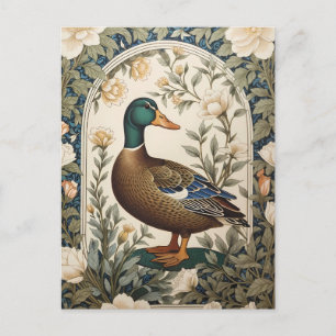 Elegante Stockente, inspiriert von William Morris  Postkarte