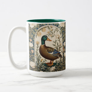 Elegante Stockente, inspiriert von William Morris Zweifarbige Tasse