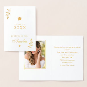 Elegante stolze Abschlussfoto echte Goldfolie Kart Folienkarte