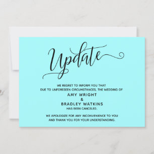 Elegante Stornierung Hochzeit Light Aqua Ankündigu Einladung
