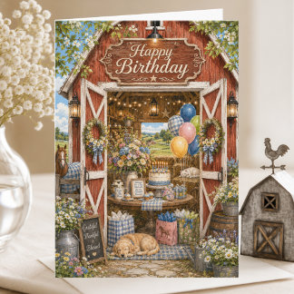 Elegante Storybook-Landhaus-Sommer-Geburtstag Karte