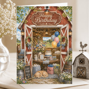 Elegante Storybook-Landhaus-Sommer-Geburtstagskart Karte