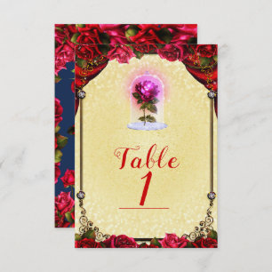 Elegante Storybook Rote Rosen Gelbe Tischnummer
