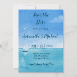 Elegante Strände und nautische Save the Date Einladung