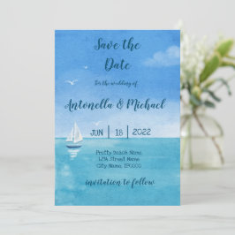 Elegante Strände und nautische Save the Date Einladung