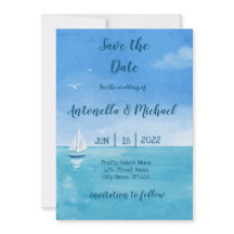 Elegante Strände und nautische Save-the-Date-Karte