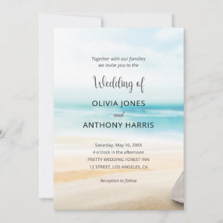 Elegante Strandhochzeit am Meer Einladung