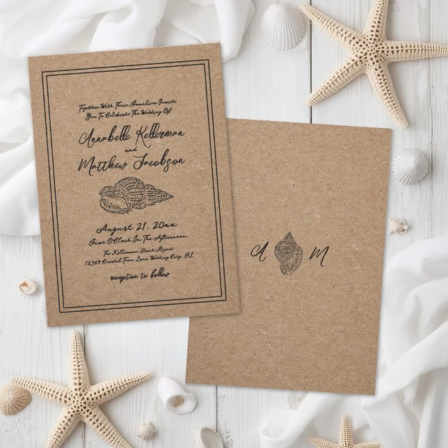Elegante Strandhochzeit Einladung (Elegant Beach Wedding Invitation)
