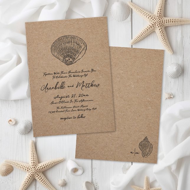 Elegante Strandhochzeit Einladung (Elegant Beach Wedding Invitation)