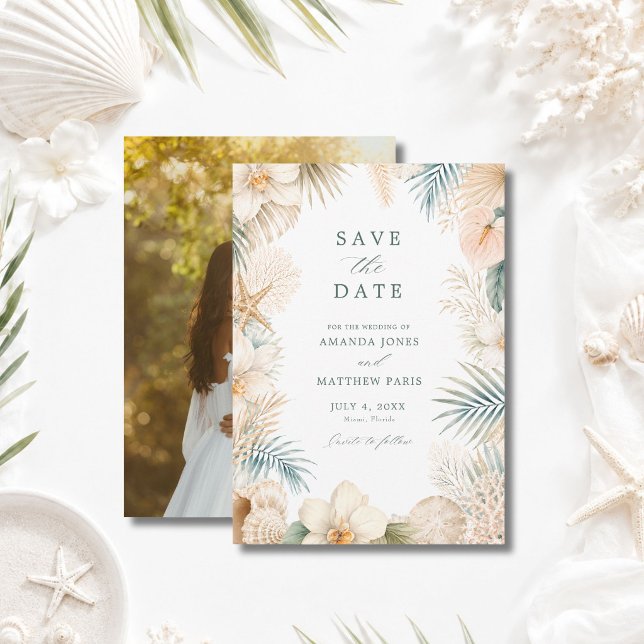 Elegante Strandhochzeit Foto  Save The Date (Von Creator hochgeladen)