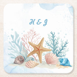 Elegante Strandhochzeit im Küstenstil Rechteckiger Pappuntersetzer