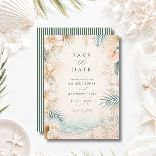 Elegante Strandhochzeit mit Küstenstreifen Save The Date