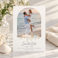 Elegante Strandhochzeit mit Muschel-Foto