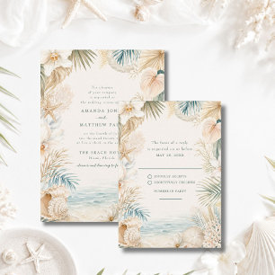 Elegante Strandhochzeit-RSVP RSVP Karte
