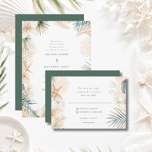 Elegante Strandhochzeit-RSVP RSVP Karte