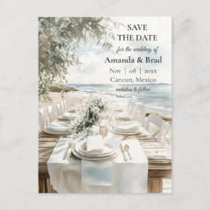 Elegante Strandhochzeit - Save-the-Date-Karte Feiertagspostkarte