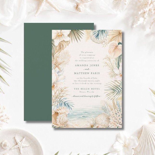 Elegante Strandhochzeits-Einladung (Elegant Coastal Beach Wedding Invite)