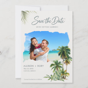 Elegante Strandhochzeits-Foto Save-the-Date-Karte Save The Date