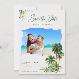 Elegante Strandhochzeits-Foto Save-the-Date-Karte Save The Date