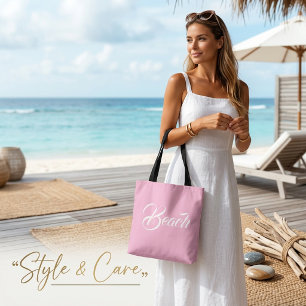 Elegante Strandtextur-Markierung Soft Pink Tote De