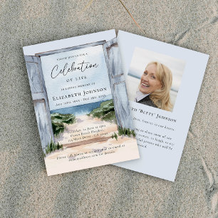 Elegante Strandweg-Feier des Lebens Gedenkfeier Einladung