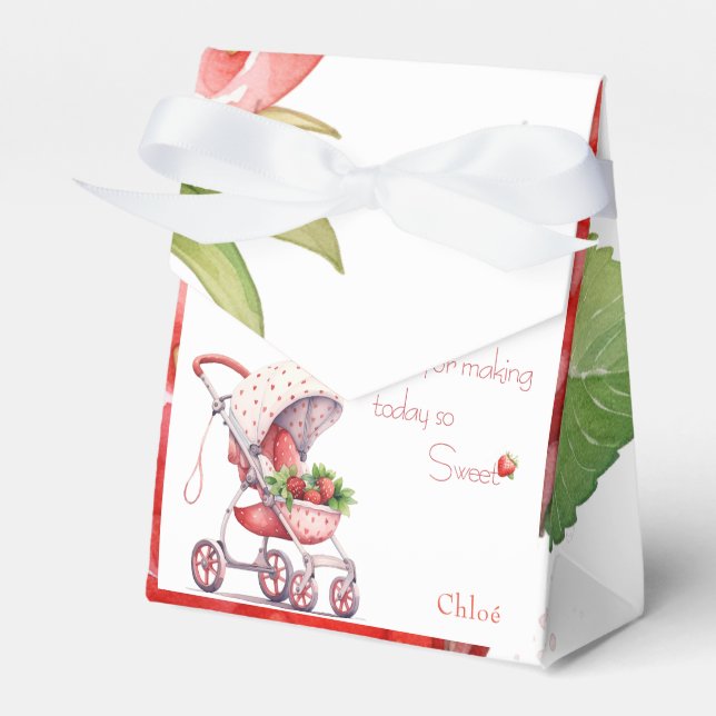 Elegante Strawberry-Babydusche Geschenkschachtel (Vorderseite)