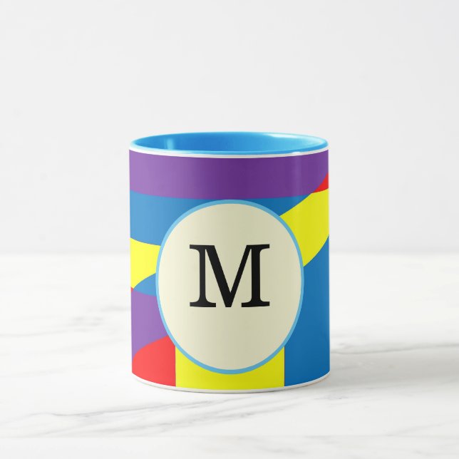 Elegante Streifen farbenfrohe Muster Tasse (Zentrum)