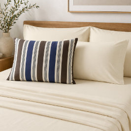 Elegante Streifen im Cabana-Stil Navyblau Braun Kissenbezug