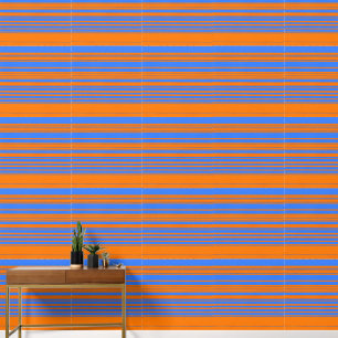 Elegante Streifen in Blau und Orange Tapete