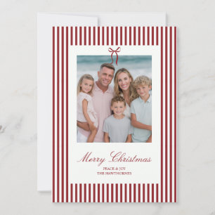 Elegante Streifen-Weihnachts-Schleife Familien-Fei Feiertagskarte